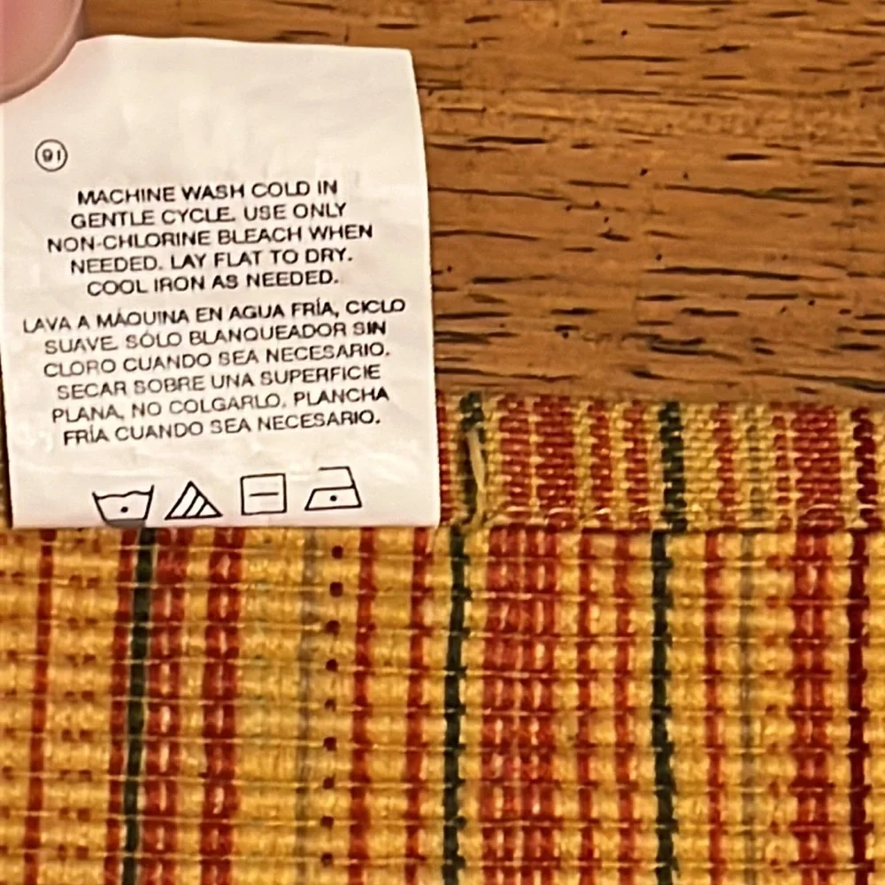 Cotton Place Mats Set of Two Yellow, Green, Orange Stripe